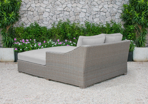 Outily Outdoor Beige Wicker Sunbed Daybed By VIG Furniture