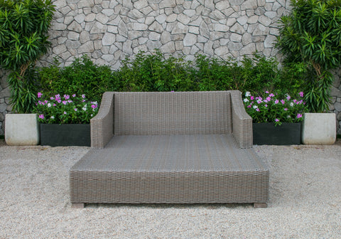 Outily Outdoor Beige Wicker Sunbed Daybed By VIG Furniture