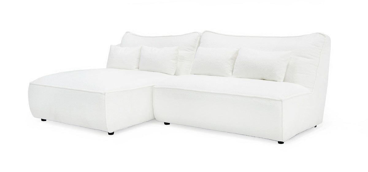 Divani Casa Racine Modern White Fabric Modular Sectional Sofa Model VGSX-FF22054-WHT