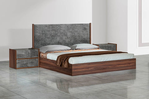 Nova Domus Rado Queen Modern Walnut & Volcanic Slate Bed Model VGACRADO-WAL-BED-Q