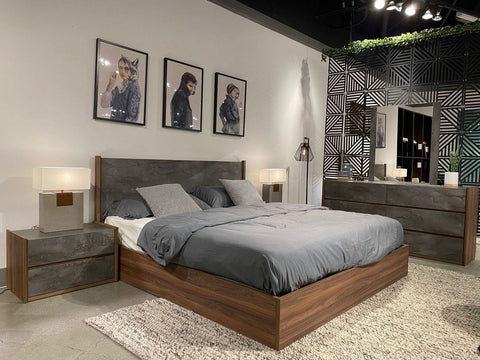 Nova Domus Rado Eastern King Modern Walnut & Volcanic Slate Bed Model VGACRADO-WAL-BED-EK