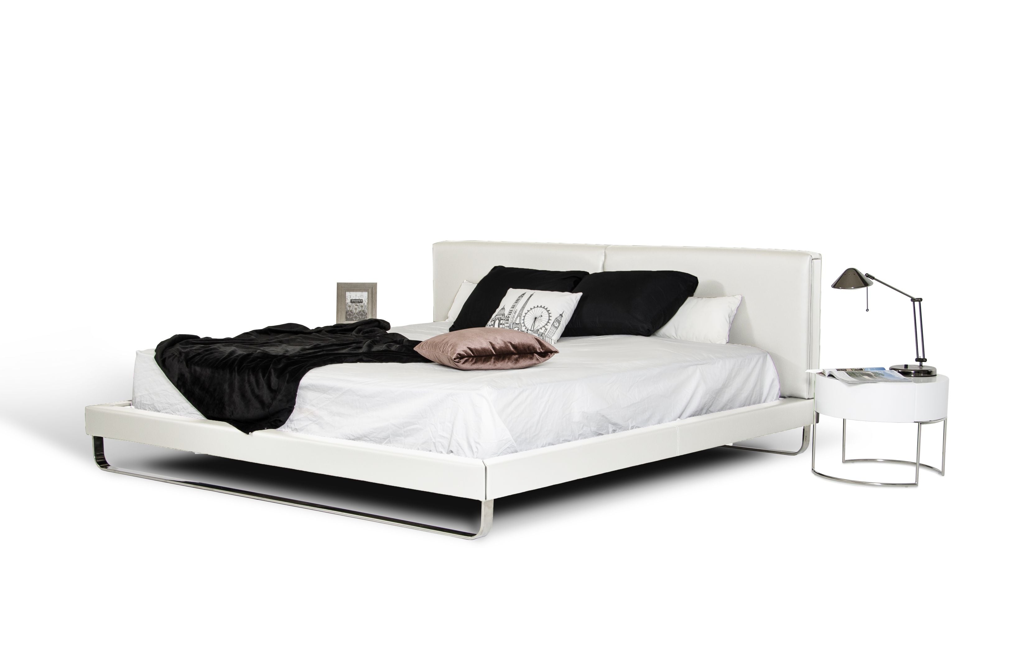 Queen Modrest Ramona Modern White Leatherette Bed Model VGJY-4016-WHT-BED-Q
