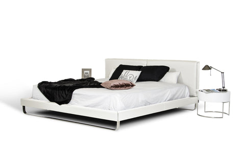 Queen Modrest Ramona Modern White Leatherette Bed Model VGJY-4016-WHT-BED-Q