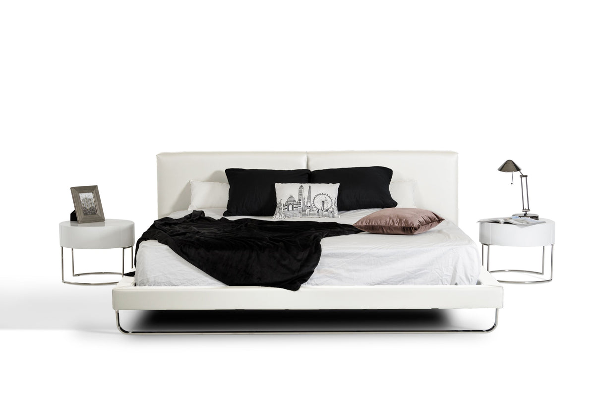 Queen Modrest Ramona Modern White Leatherette Bed Model VGJY-4016-WHT-BED-Q