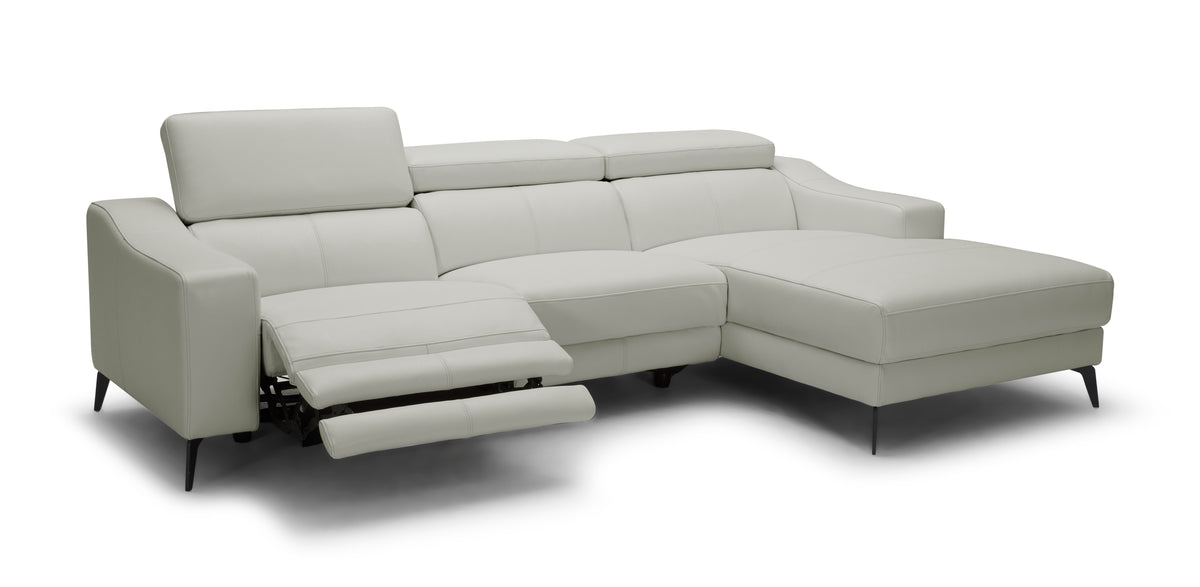 Modrest Rampart Modern L Shape Raf White Leather Sectional Sofa With 1 Recliner Model VGKM-5325-RAF-WHT-SECT