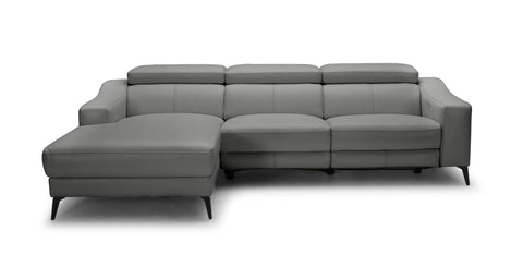 Modrest Rampart Modern L Shape Laf Grey Leather Sectional Sofa With 1 Recliner Model VGKM-5325-LAF-GRY-SECT