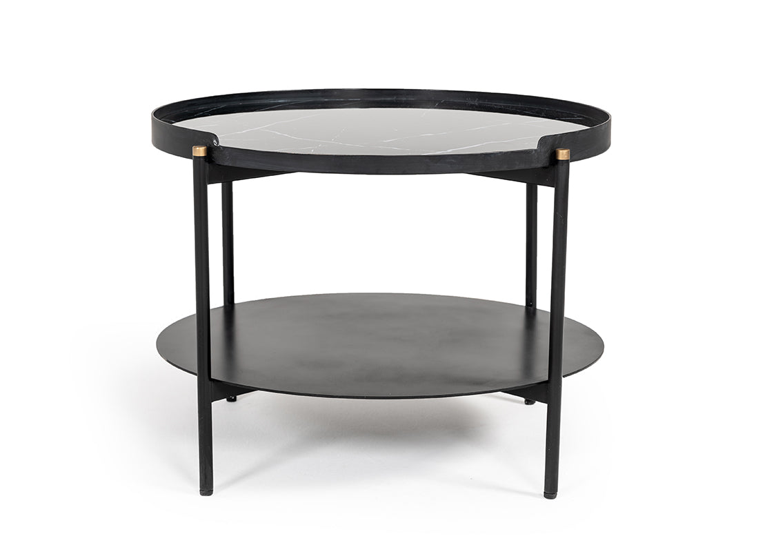Modrest Randal Modern Round Black Metal Coffee Table Model VGLBCOMP-CF60-02