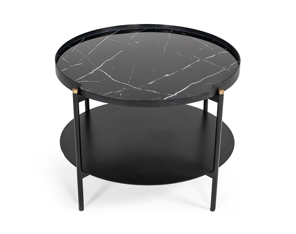 Modrest Randal Modern Round Black Metal Coffee Table Model VGLBCOMP-CF60-02