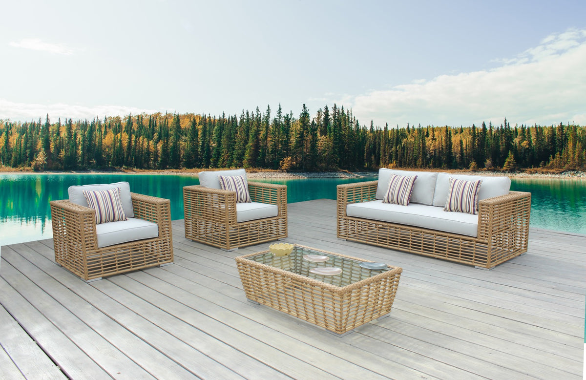 Divani Casa Ko Tao Outdoor White & Wicker Sofa Set By VIG Furniture