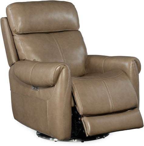 Hooker Furniture Living Room Sterling Swivel Power Recliner with Power Headrest