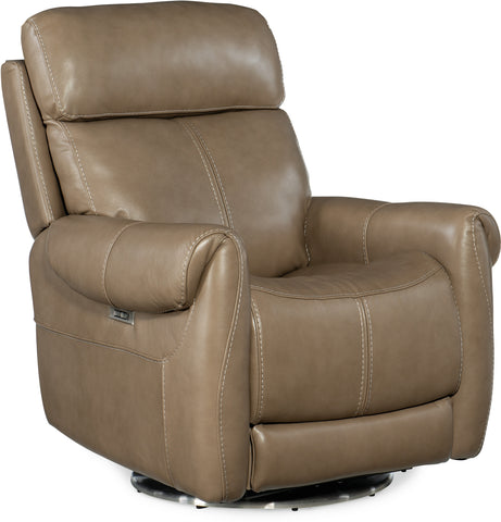 Hooker Furniture Living Room Sterling Swivel Power Recliner with Power Headrest