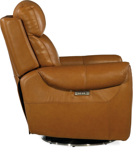 Hooker Furniture Living Room Sterling Swivel Power Recliner with Power Headrest