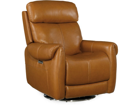 Hooker Furniture Living Room Sterling Swivel Power Recliner with Power Headrest