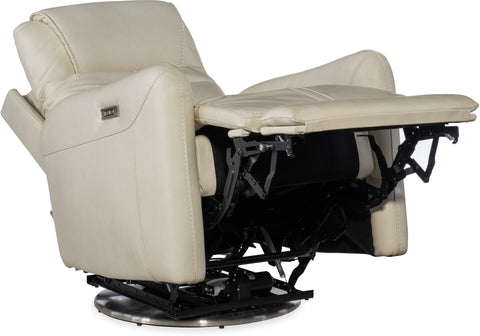 Hooker Furniture Living Room Steffen Swivel Power Recliner with Power Headrest
