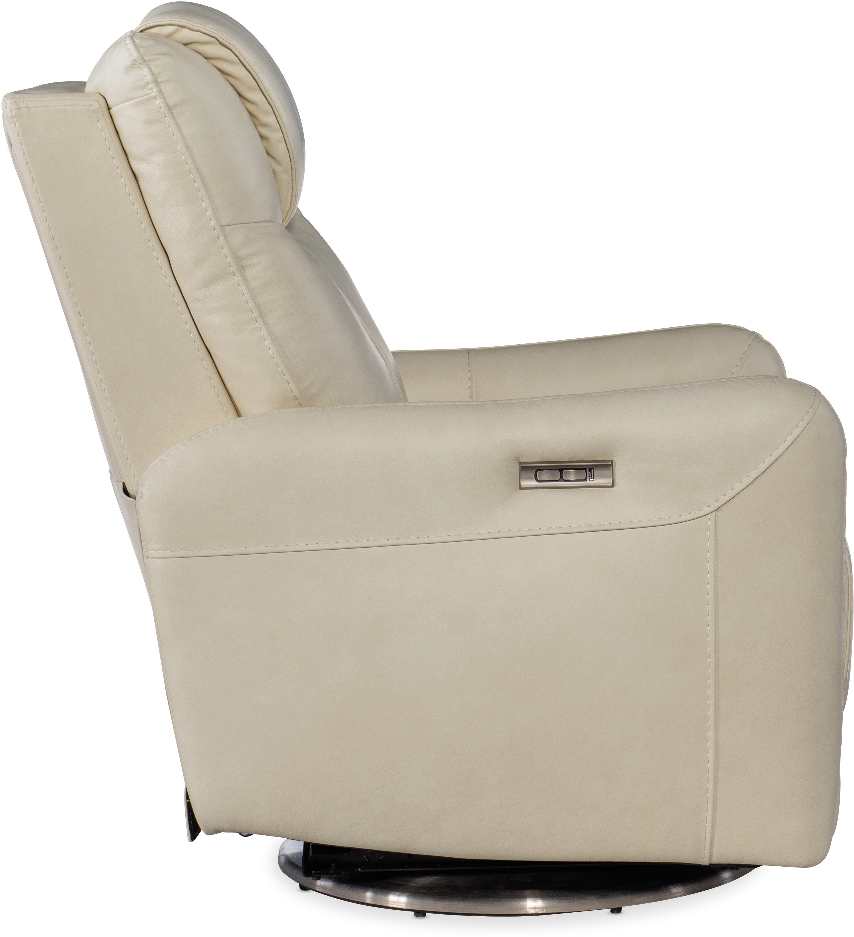 Hooker Furniture Living Room Steffen Swivel Power Recliner with Power Headrest