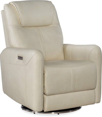 Hooker Furniture Living Room Steffen Swivel Power Recliner with Power Headrest