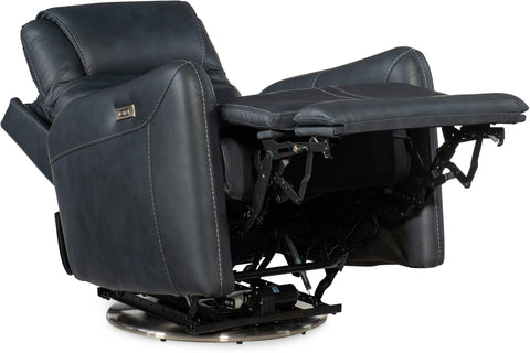 Hooker Furniture Living Room Steffen Swivel Power Recliner with Power Headrest