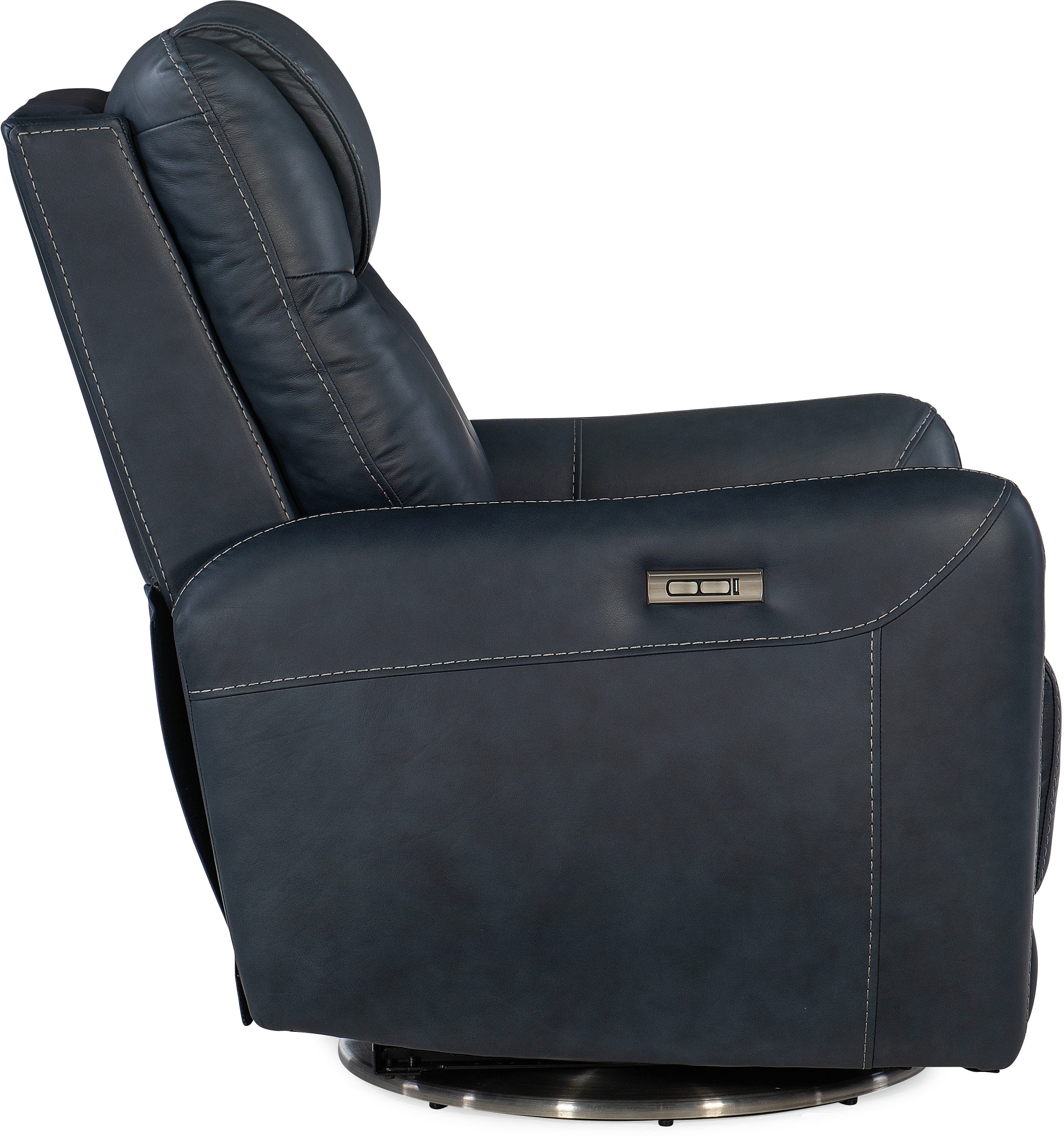 Hooker Furniture Living Room Steffen Swivel Power Recliner with Power Headrest