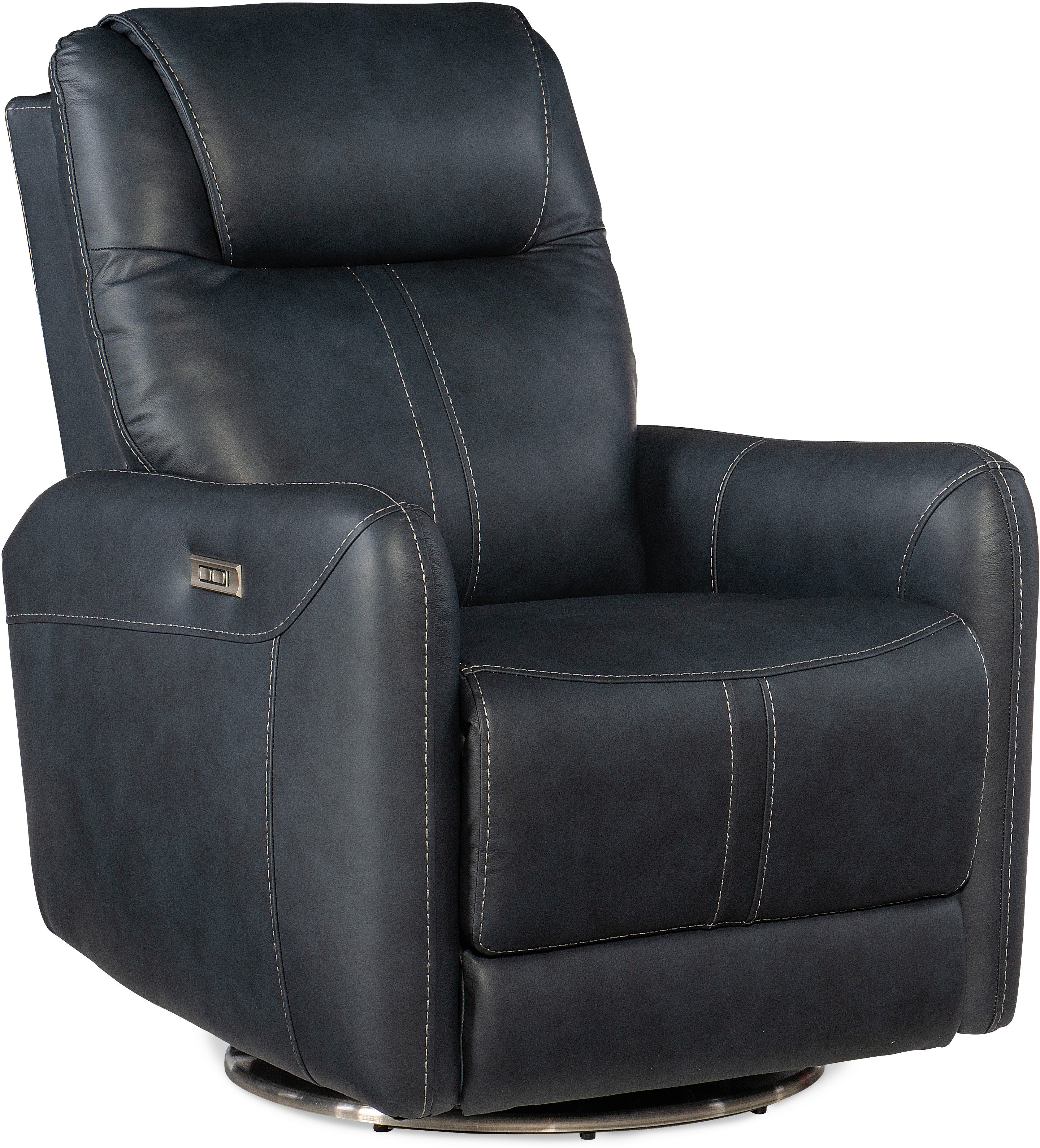 Hooker Furniture Living Room Steffen Swivel Power Recliner with Power Headrest