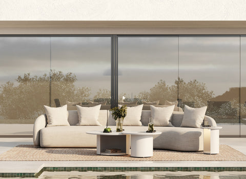 Renava Tabarca Outdoor Beige Fabric Sectional Sofa Model VGVK-F0172-R-2UL-BGE
