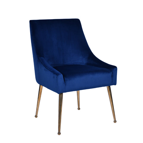 Modrest Castana Modern Blue Velvet & Gold Dining Chair (Set of 2) By VIG Furniture