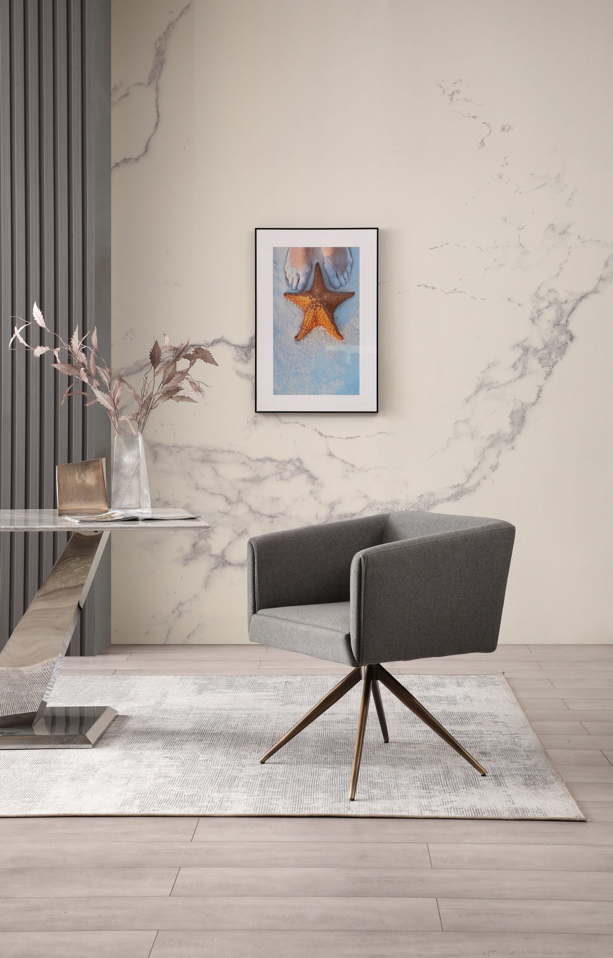 Modrest Riaglow Contemporary Dark Grey Fabric Dining Chair Model VGVCB8523-DKGRY-DC