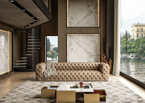 Lamod Italia Ellington Italian Beige Nubuck Leather 4 Seater Sofa Model VGCCRIALTO4