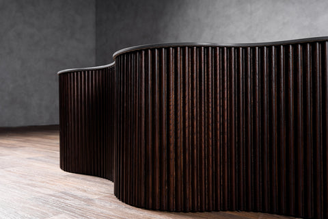 Modrest Ricko Modern Black Ceramic & Smoked Ash Freeform Coffee Table Model VGDW-DW5012-08