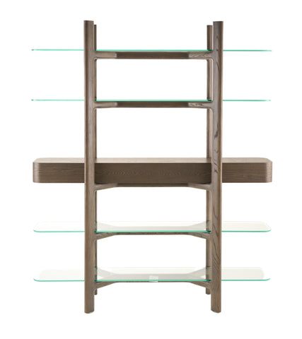 Modrest Rinaldi Mid Century Modern Grey Ash & Glass Bookshelf Model VGCS-DS-23006