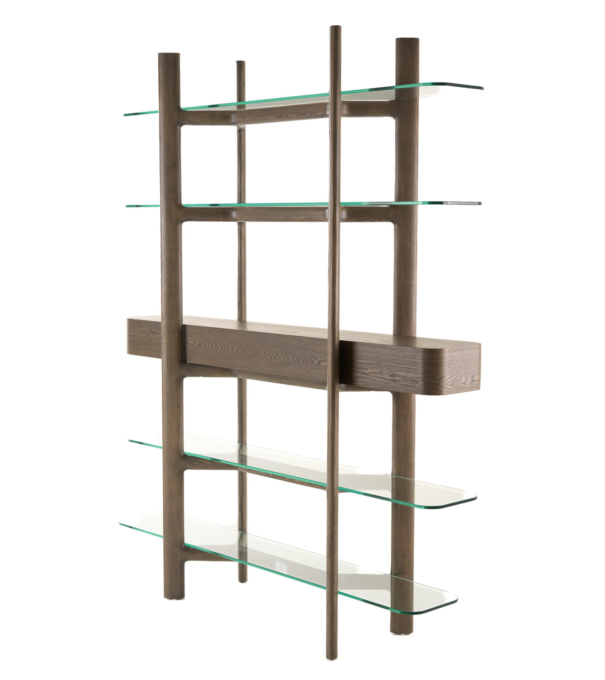 Modrest Rinaldi Mid Century Modern Grey Ash & Glass Bookshelf Model VGCS-DS-23006