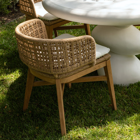 Keith Natural and Ivory Cushion Outdoor Dining Chair Set Of 2