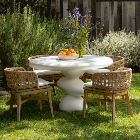 Keith Natural and Ivory Cushion Outdoor Dining Chair Set Of 2