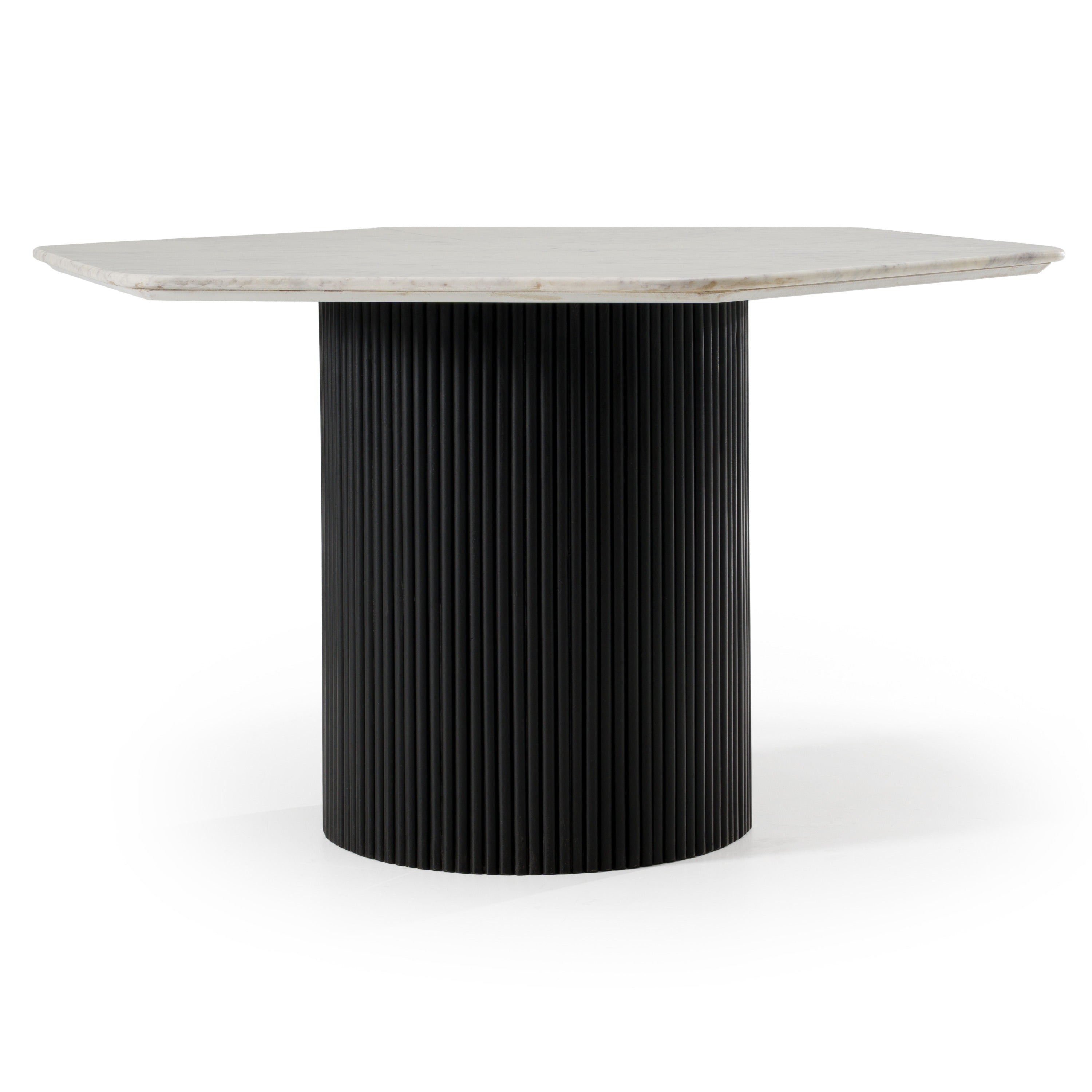 Modrest Rivas Modern White Marble & Black Hex Dining Table Model VGNR-NI90201