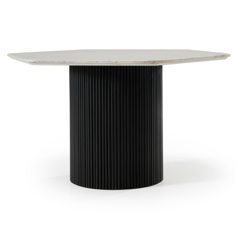 Modrest Rivas Modern White Marble & Black Hex Dining Table Model VGNR-NI90201