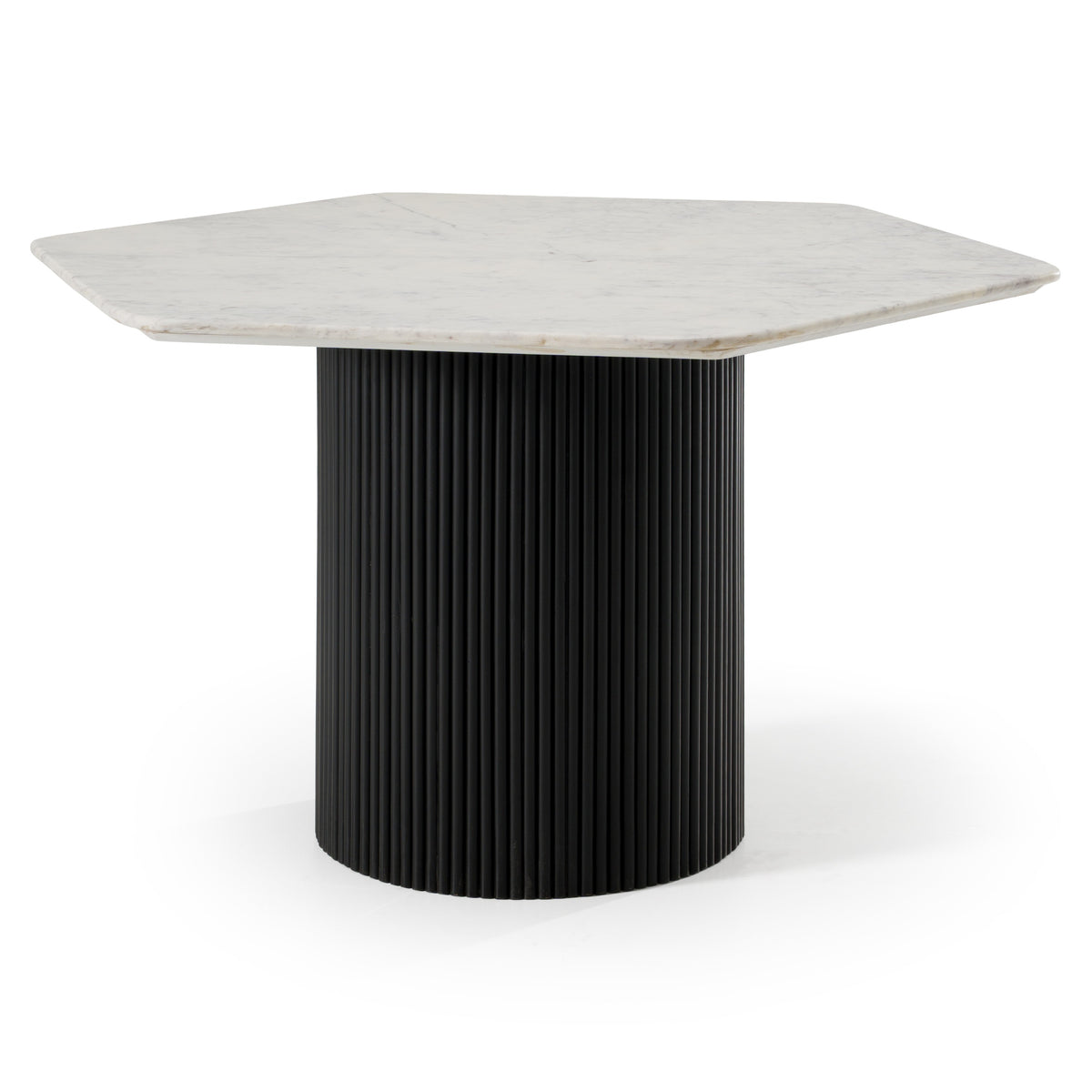 Modrest Rivas Modern White Marble & Black Hex Dining Table Model VGNR-NI90201