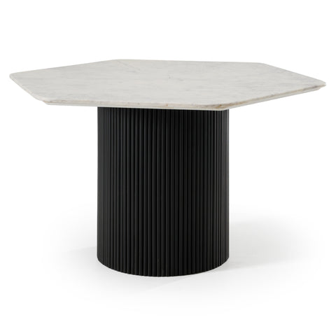 Modrest Rivas Modern White Marble & Black Hex Dining Table Model VGNR-NI90201