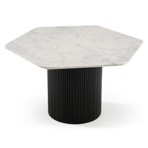 Modrest Rivas Modern White Marble & Black Hex Dining Table Model VGNR-NI90201