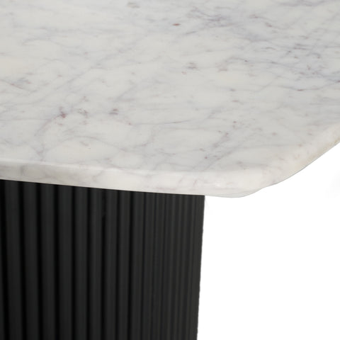 Modrest Rivas Modern White Marble & Black Hex Dining Table Model VGNR-NI90201
