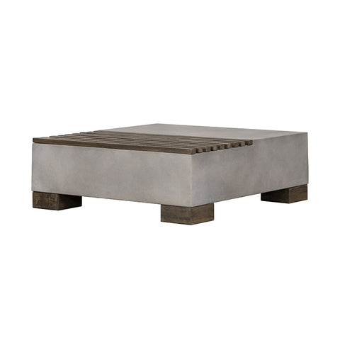 Modrest Delaware Modern Concrete & Acacia Square Coffee Table Model VGLBRIVI-CF85-01