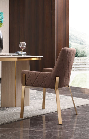 Modrest Robin Modern Brown & Brass Dining Chair By VIG Furniture