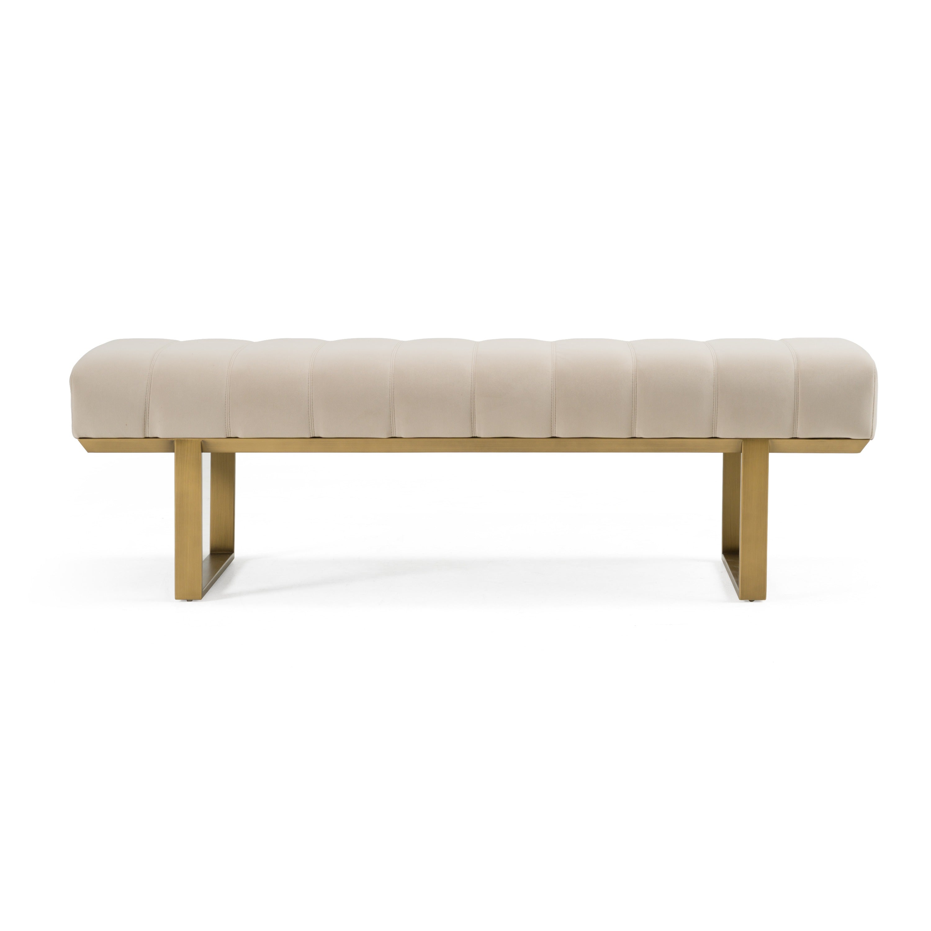 Modrest Robles Modern Beige Fabric & Antique Brass Dining Bench Model VGGA-GA-8687BE-BGE