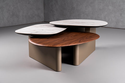 Modrest Robson Modern Ceramic & Walnut Coffee Table Model VGCS-CT-23098