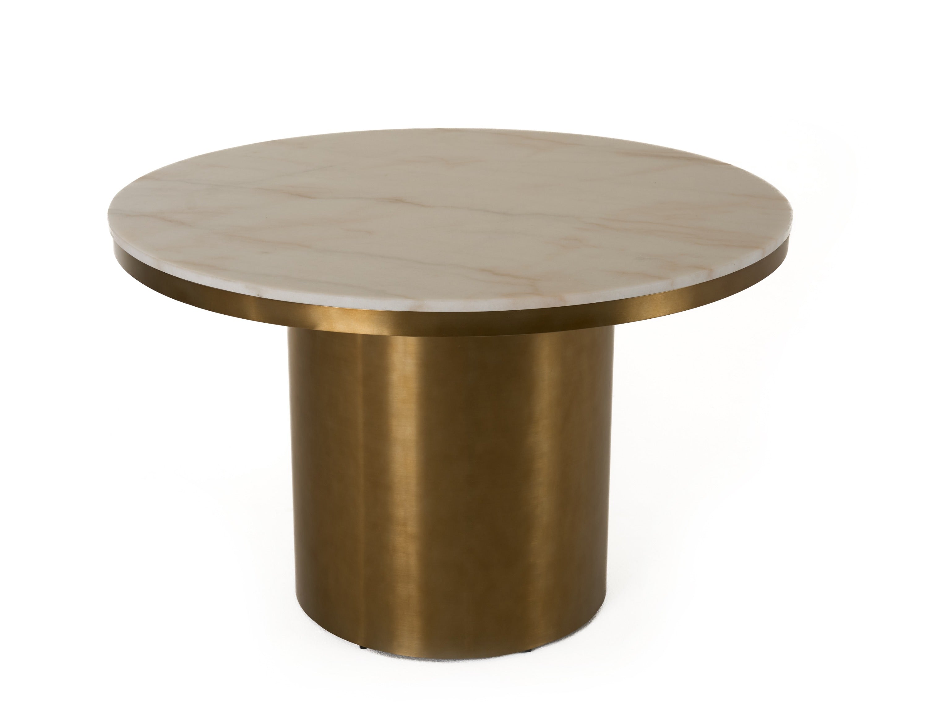 Modrest Rocky Glam White Marble & Brush Gold Round Dining Table Model VGGM-M-DT-1309-RND