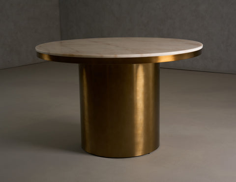 Modrest Rocky Glam White Marble & Brush Gold Round Dining Table Model VGGM-M-DT-1309-RND