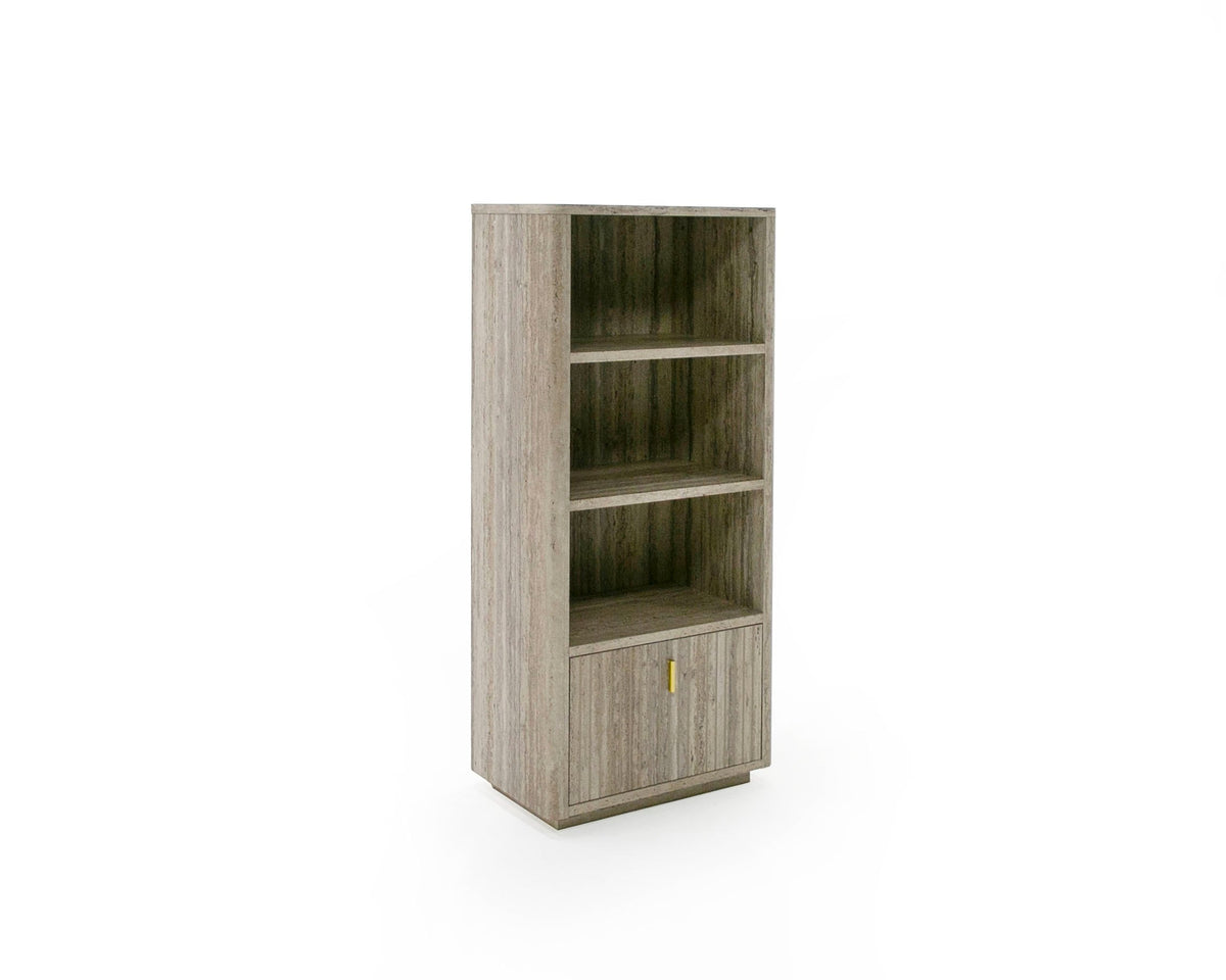 Nova Domus Roma Modern Faux Travertine & Gold Bookcase Model VGAN-ROMA-BOOK