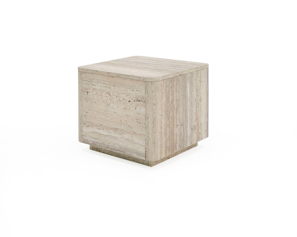 Nova Domus Roma Modern Faux Travertine Square End Table Model VGAN-ROMA-ET