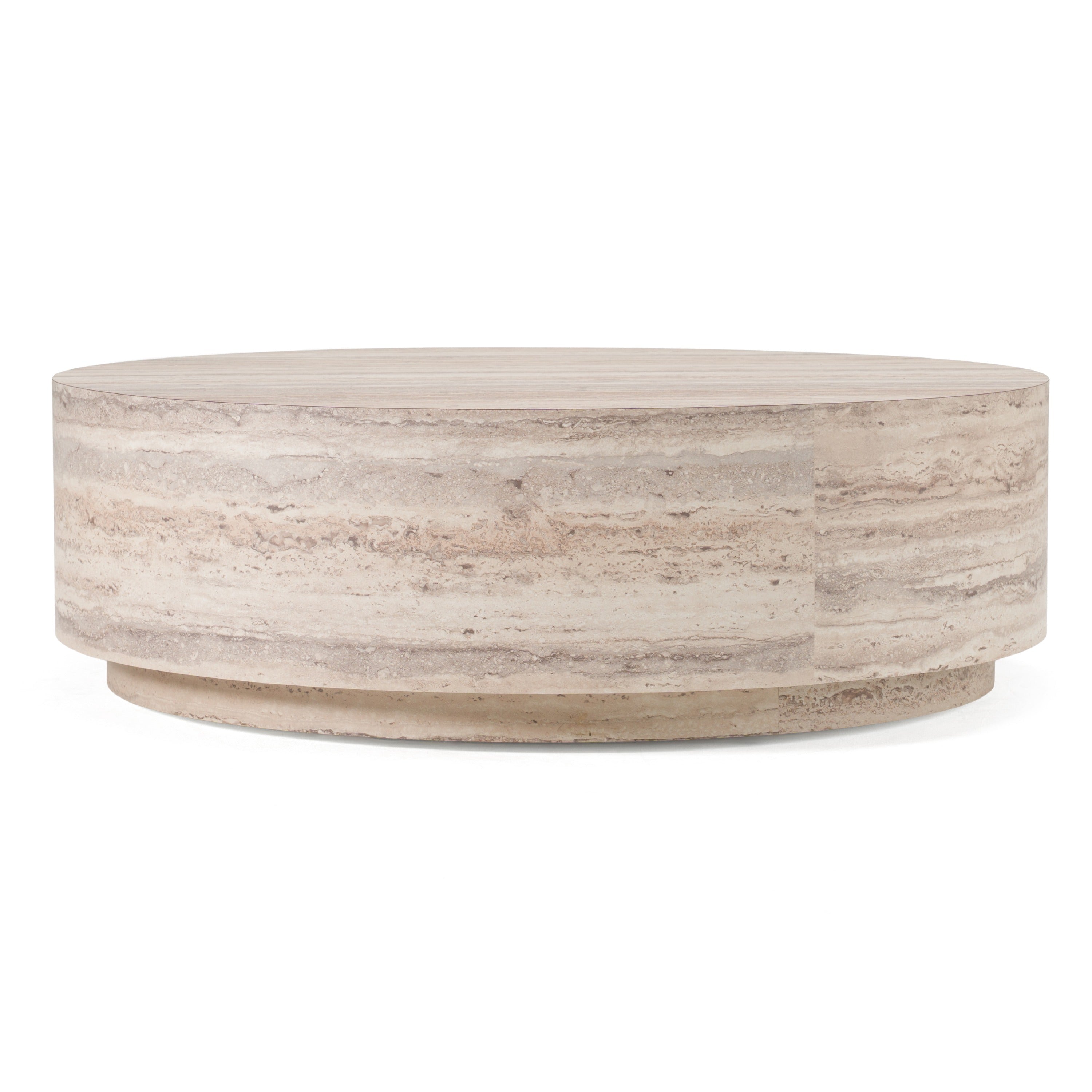 Nova Domus Roma Modern Faux Travertine Round Coffee Table Model VGAN-ROMA-RND-CT