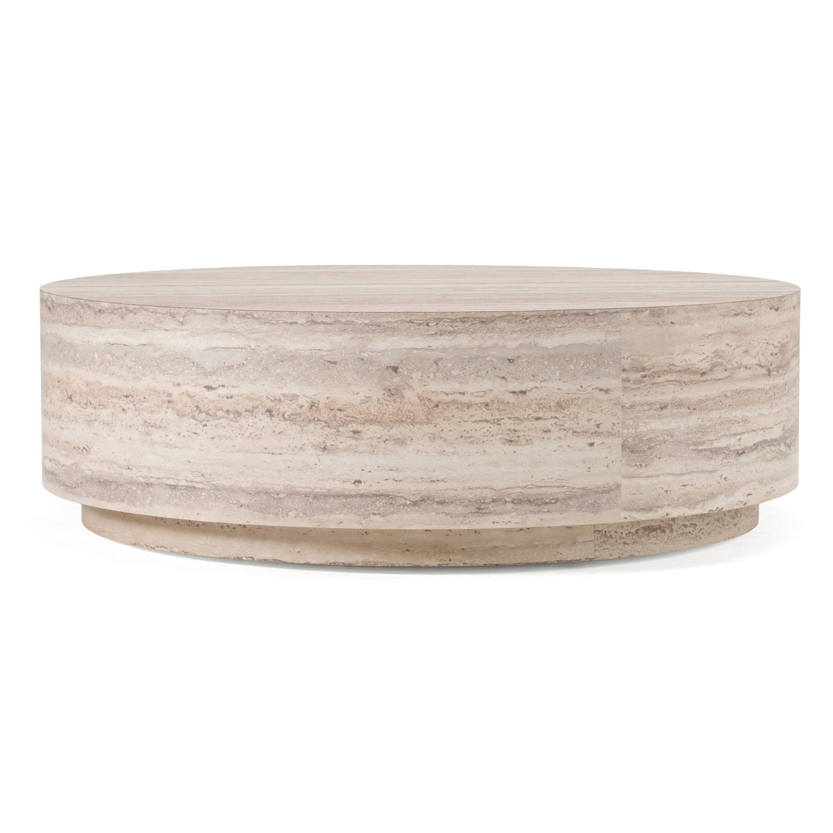 Nova Domus Roma Modern Faux Travertine Round Coffee Table Model VGAN-ROMA-RND-CT