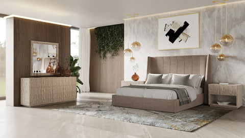 Modrest Roma Modern Taupe Microfiber Upholstered Bed Model VGVCBD2305-TPE