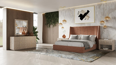 Modrest Roma Modern Burnt Orange Microfiber Upholstered Bed Model VGVCBD2305-BORG